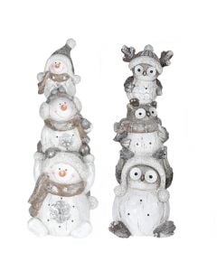 Personazh dekorative Xmas, 3 pinguine LED, polistone, 68 cm