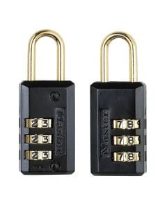 Dry masterlock, Niveli i sigurisë 3, 2x20mm zinku me mbulesë vinili të zezë ref 646 euro, harku çelik e nikeluar dhe rrota telefonike, Bagazhe