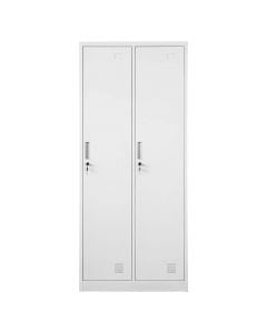 Door locker, for clothing with 2 locker, individual hangers + shelves RAL 7035, H1850 x W900 x D450