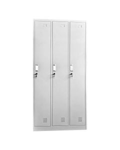 Door locker, for clothing with 3 individual lock + hinges, RAL 7035, H1850 x W900 x D450