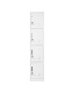 Single metal cabinet with 4 individual locker, shelves, RAL 7035, H1850 x W380 x D450