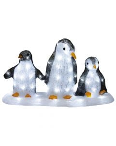 Personazh festiv pinguin, Xmas, ndricim led, perdorim I jashtem, L23xW62xH35 cm, e bardhë e ftohtë