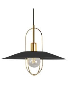 Hanging light, E27, D40 cm, H30 cm, metal/plastic, black/gold.