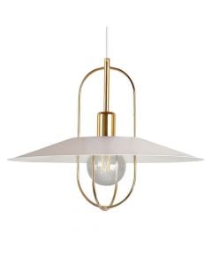 Hanging light, E27, D40 cm, H30 cm, metal/plastic, white/gold.