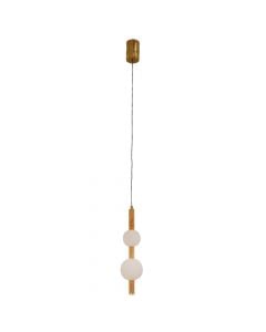 LED pendant light, 4000K, wood/glass