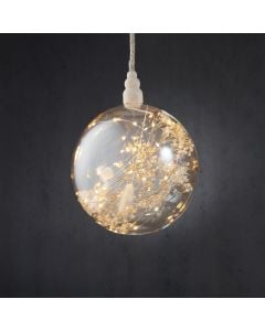 Decorativ transparent glass ball, 40 led, battery operated, with timer, L80xD20 cm, indoor use.