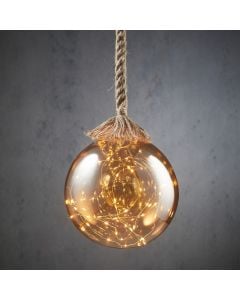 Decorativ brown glass ball, 40 led, battery operated, with timer, L100xD20 cm, indoor use.