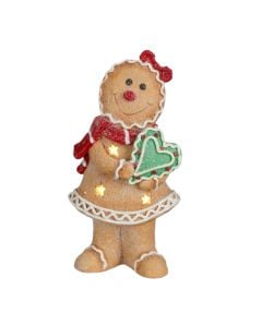 X-mas decoration, gingerbread, brown, led, battery operated, ceramic, L22xW14,5xH43 cm, indoor use.