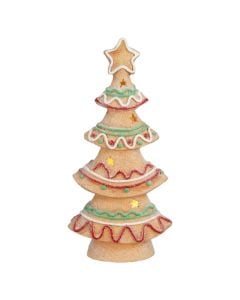 X-mas decoration, tree, brown, led, battery operated, ceramic, L26.5xW14xH45 cm, indoor use.