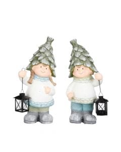 X-mas decoration, boy-girl,green, led, battery operated, L20xW18.5xH46 cm, indoor use.