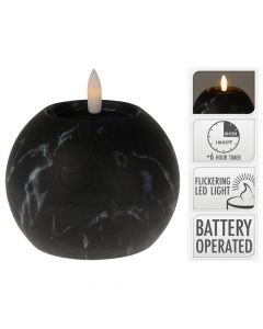 LED ball candle, 100x75mm, black, batter