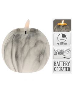 LED ball candle, 100x75mm, white,  batte