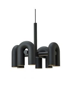 Pendant light LED, 8x7W, 6000k, black, D.60cm, 4 sides