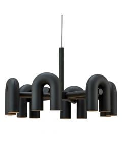 Pendant light LED, 12x7W, 6000k, black, D.80cm, 6 sides