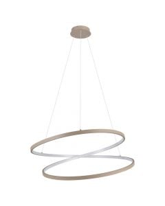 Hanging lamp, LED, 5000lm, 3000K, aluminum/plastic, D. 70cm, brown