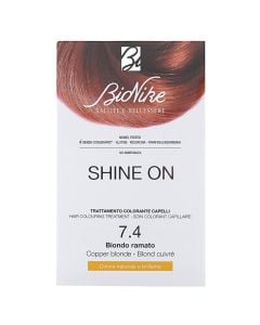 Permanent hair dye, 7.4 Copper Blonde, Shine On, BioNike, 50 + 75 ml