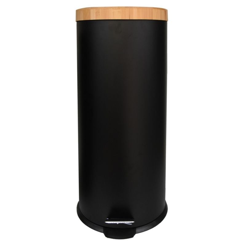 Toilet bin, 30L, metal/bamboo, black, 29.5x63.5 cm Megatek