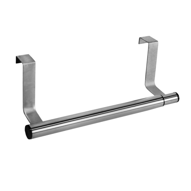 Door mounted telescopic towel rail in satin stainless steel