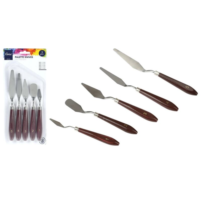 Set With Spatulas For Painters, Artist, Metal, 5 Pieces 