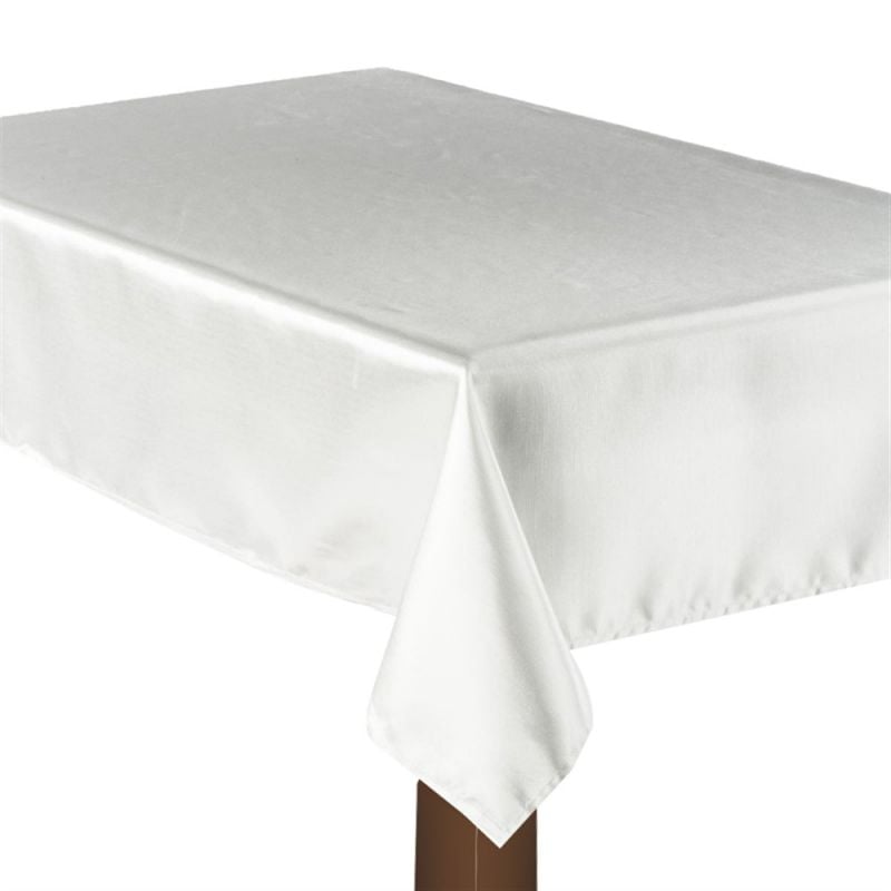 Tablecloth without napkins, circular, satin, 140x240cm, whit