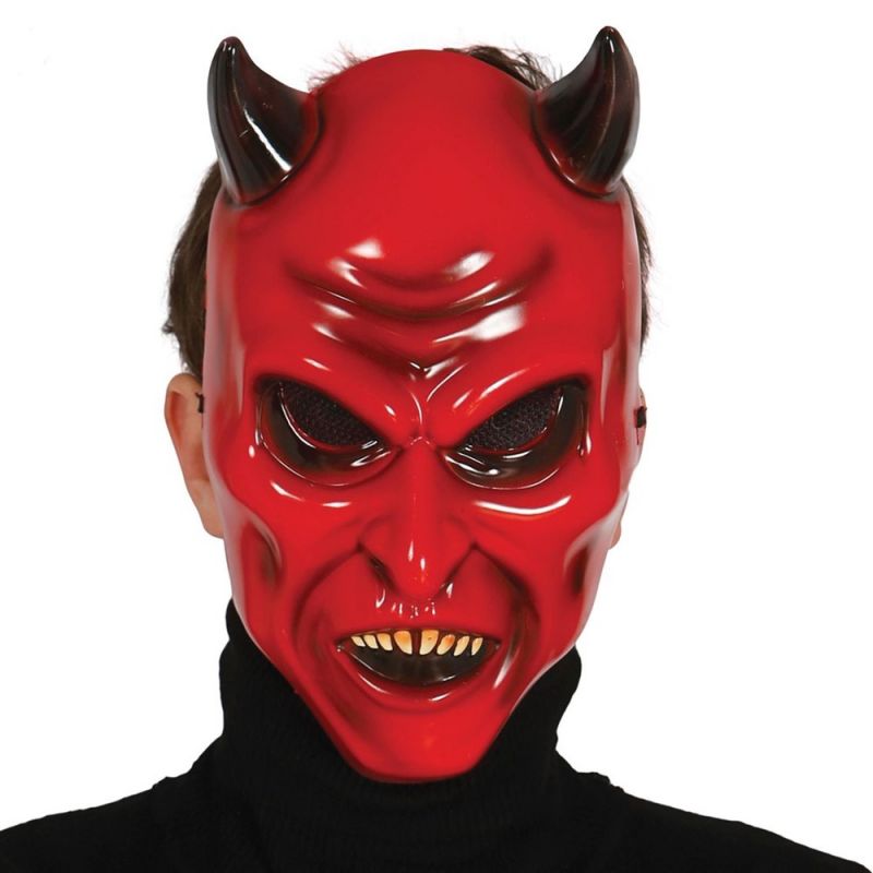 Devil face mask, plastic, red | Megatek