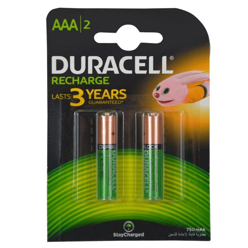 Duracell NiMH Rechargeable AAA Batteries, 750mAh, 2pc | Mega